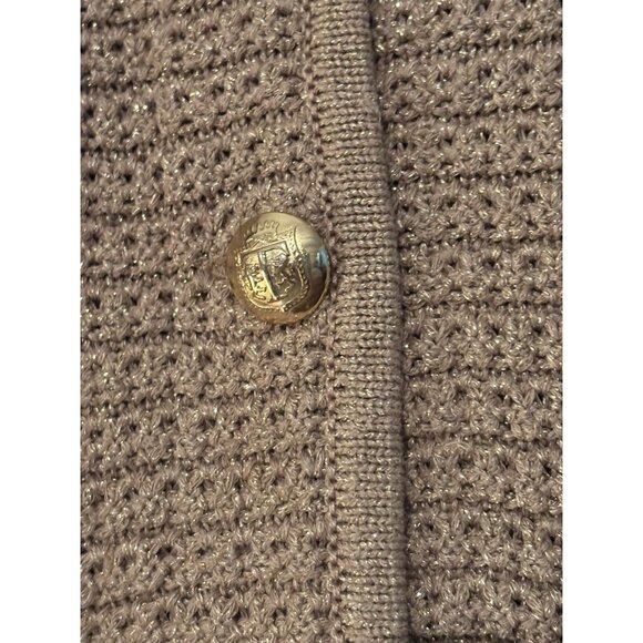 Talbots Womens Gold Metallic Knit Button Up Cardigan Sweater Sz S Shimmer - Picture 5 of 5